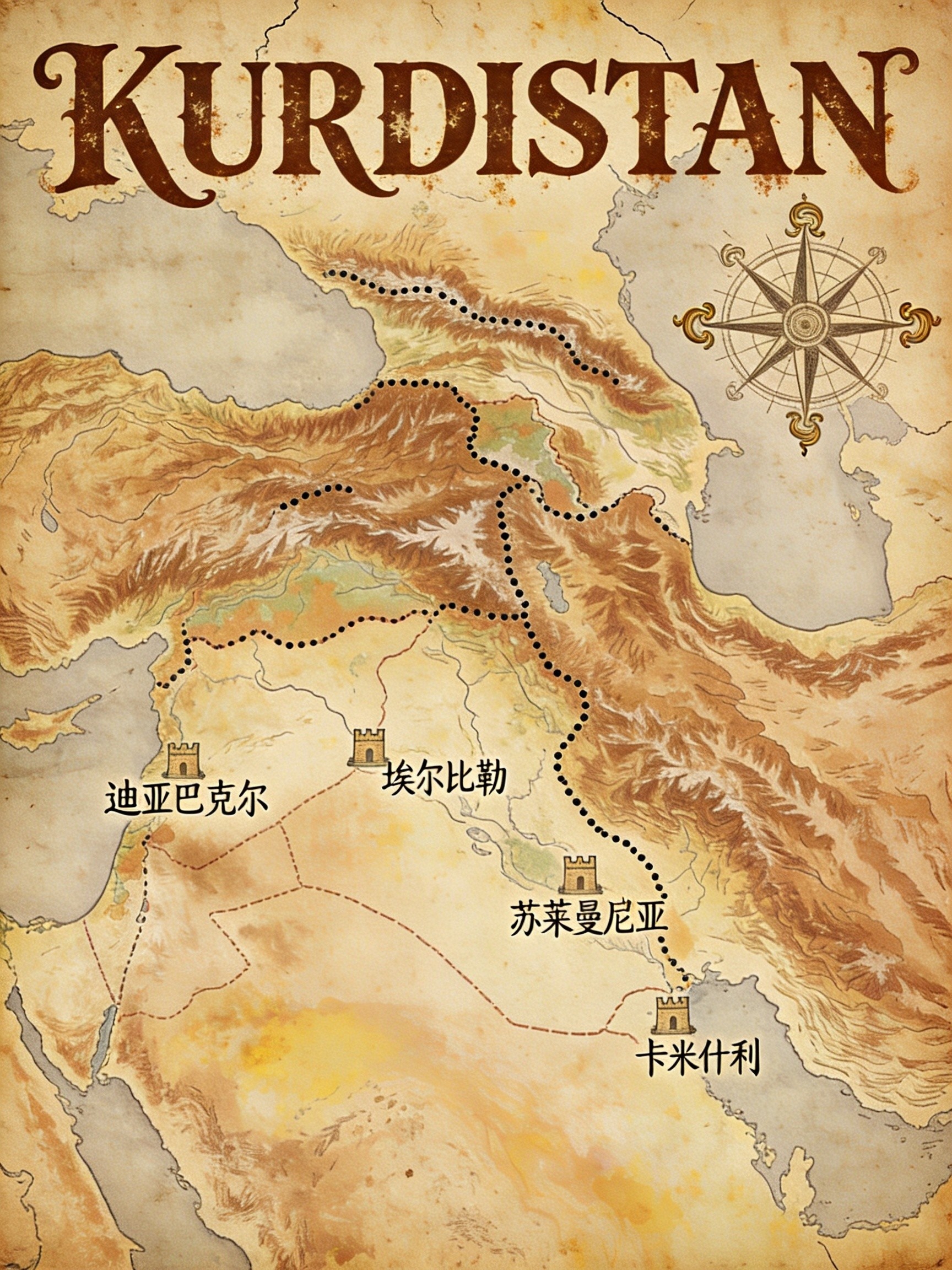 库尔德斯坦地区地图